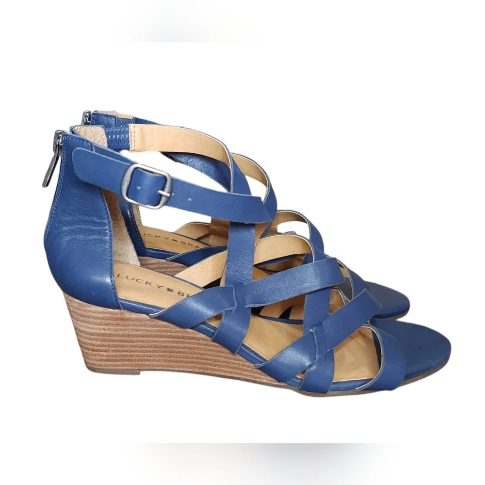 Lucky Brand NWOT Jewelia Blue Buckle Ankle Sandal Women's Size 7.5 M
